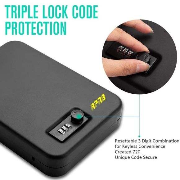 A Metal Combination Lock Box, Solid Steel Gun Safe with 3 Digits Combinati… - Picture 5 of 11